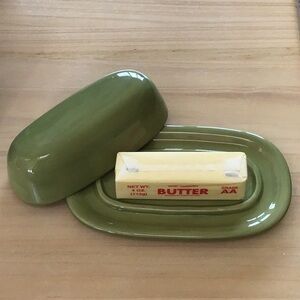 Pottery Barn Sausalito Butter Dish Covered Avocado Lid